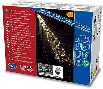 Konstsmide Micro LED Büschelllichterkette Cluster, mit 8 Funktionen, Steuergerät und Memoryfunktion, 576 warm weiße Dioden, 36V Außentrafo, schwarzes Kabel - 3861-100