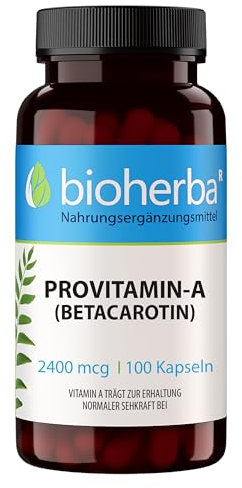 Beta-Carotin Kapseln – 100 Stück mit 15000 µg Provitamin A (Beta-Carotin) – trägt zur Erhaltung normaler Haut und Sehkraft bei – von BIOHERBA | PZN 18216640