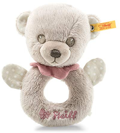 Steiff Hello Baby Lea 241611 Anneau de préhension avec hochet dans une boîte cadeau Multicolore