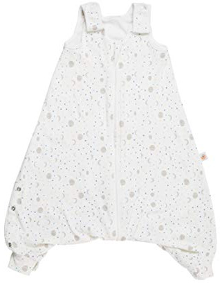 Ergobaby Baby-Schlafsack Silver Moons, Schlafsack Ganzjährig mit Füßen und Gurtschlitz, 6-18 Monate 0.5 TOG, Atmungsaktive Baumwolle