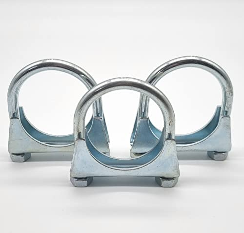 Cartec 3 Stück Schelle Auspuffschelle Rohrschelle Bügelschelle Rohrverbinder Clamp M10 Ø 60 mm Silber