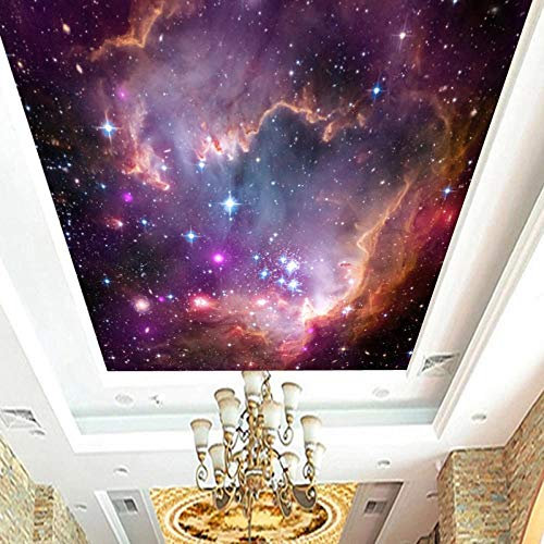 Decke Decke_3D dreidimensionale große Wandfarbe Wohnzimmer Schlafzimmer Decke Tapete Universum Sternenhimmel Wolke fototapete 3D Tapete effekt Vlies wandbild Schlafzimmer-350cm×256cm