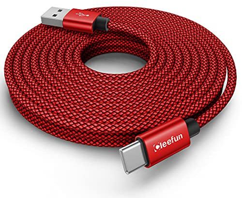 CLEEFUN 6m/20ft Extra Long USB C Cable, Durable Nylon Braided USB-A to Type-C Fast Charging Charger Cable Compatible With Samsung Galaxy Note,Moto,LG,Pixel,Switch and More USB C Smartphone, Tablet