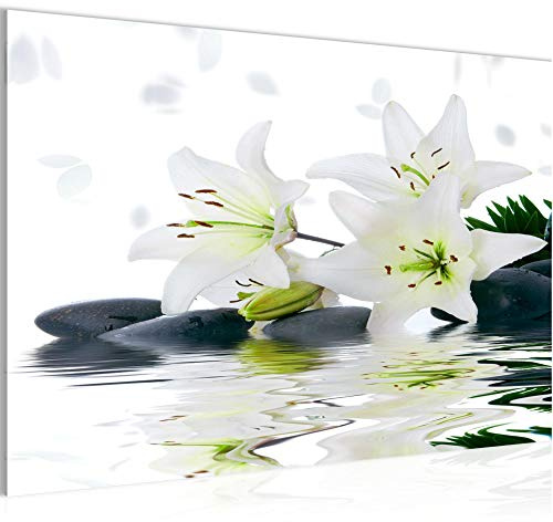Runa Art Bild Blumen Lilien Modern Wandbilder Wohnzimmer 1 Teilig - Made In Germany - Feng Shui Grau Flur 201615a