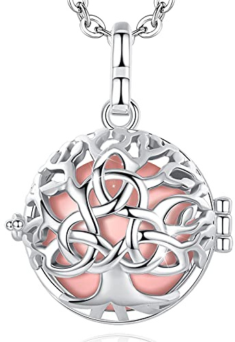 EUDORA Harmony Ball Llamador de Angeles Embarazada Collares de Mujer Embarazo, Árbol Nudo Celta Joyas Colgantes de Mujer Primer Embarazo Mamá Regalos Originales para Mujer Madre, 76,2cm + 114,3cm
