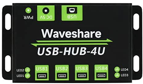 Waveshare Industrial Grade USB HUB with Extending 4X USB 2.0 Ports Support Multiple OS Plug and Play