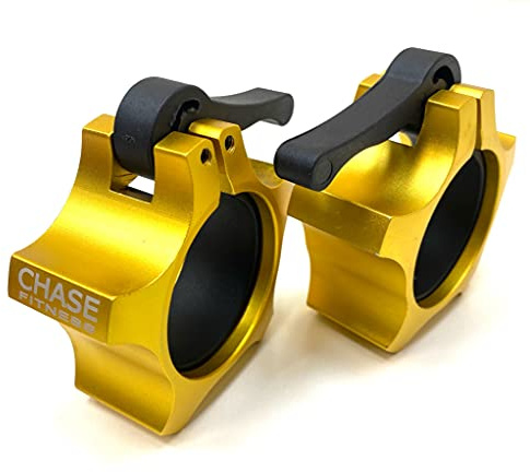 Chase Fitness Aluminum Locking Collar 2 Inch 50mm Olympic Dumbbell Barbell Premium Quality (Gold)