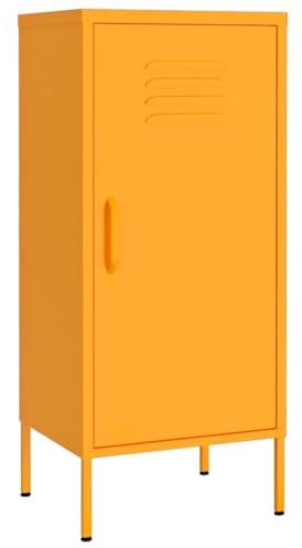 vidaXL Lagerschrank Sideboard Kommode Anrichte Stahlschrank Schrank Beistellschrank Mehrzweckschrank Bücherschrank Standschrank Senfgelb 42,5x35x101,5cm Stahl
