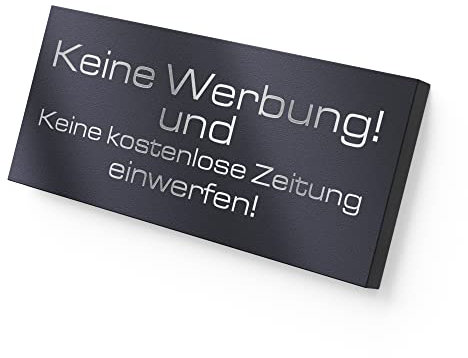 Graviers Briefkastenschild aus rostfreiem Edelstahl mit Gravur in RAL7016 - Keine Werbung für den Briefkasten Schild - selbstklebend oder Bohrlöcher - Türschild, Klingelschild Tür 8,5 x 3 cm