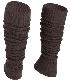 Ateena Stulpen Damen aus Wolle und Acryl, Weiche Winter Beinstulpen in Zopfmuster, Beinwärmer für Tanz, Ballett, Klobige Stiefelmanschetten in Einheitsgröße - Braun