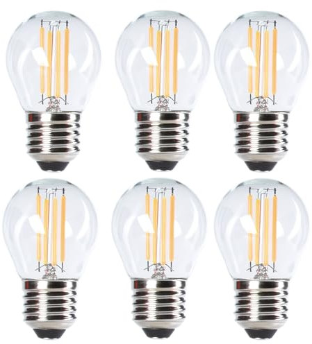 Etrogo led Lampe e27 mini globe 6W Warmweiß 2700 Kelvin 600Lm Lampe led in Golfballform Transparent Filament Ersetzt 60 Watt (Nicht dimmbar-6er)