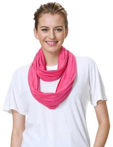 Lina & Lily Premium Modal Jersey Knit Women's Infinity Scarf Loop Lightweight (Dark Pink)