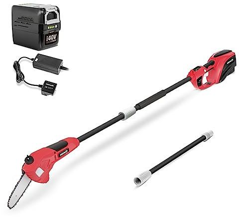 GREENCUT PACK PP400L - Pack 40V schnurlose Teleskop-Hochentaster, 10 Stange, 2Ah Akku und Ladegerät, Gurtzeug, 1 Verlängerungsstange 75cm