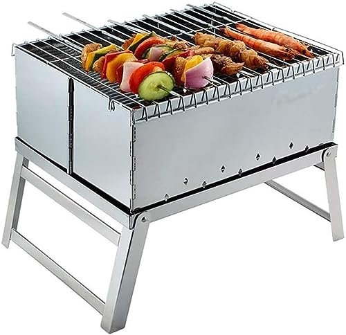 Holzkohlegrill, tragbarer, zusammenklappbarer Campinggrill aus Edelstahl, Tischgrill for tragbares Campingkochen, kleiner Grill