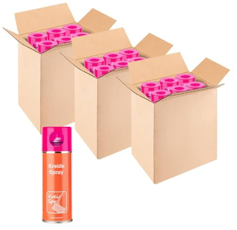 TMS PRO SHOP 18 Dosen Kreidespray, pink, temporärer Einsatz, 8-20 Tage, 400 ml Spraydose, Art.-Nr. 608355 | Sprühkreide | Markierungsspray | Spraydosen