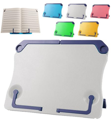 Snowtain ABS Notenständer, 1 Pcs Tragbarer Buchständer Kunststoff, Zusammenklappbarer Kinder Buchständer, Leseständer Bookrest Kochbuchhalter für Küche, Arbeitszimmer, Büro, Schule (Weiß)