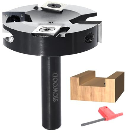SICWOOD Slab Flattening Router Bit - 1/2 Shank, 2-1/2' Cutting Dia, 2+2 Knife Design, CNC Spoilboard Surfacing Bit, Perfect for Planing&Rabbeting, Flycutter, Slab Leveler