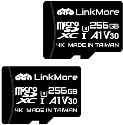 LinkMore Agon - Scheda Micro SD da 256 GB, A1 U3 V30, fino a 100 MB/s | Fino a 100 MB/s in lettura e 70 MB/s in scrittura; 256 GB per video 4K, action cam e giochi portatili; adattatore SD incluso.