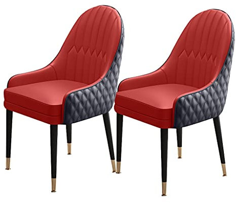 Widppsopt Esszimmerstuhl, Moderne Akzent-Sessel, Küchen-/Esszimmerstühle, 2er-Set, Mikrofaser-Leder, weich gepolsterte Sitzfläche, Holzbeine, Küchenstuhl (Farbe: Rubinrot + Schwarz)