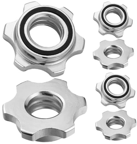 GETAJGHSD 6pcs Barbell Locking Nut Dumbbell Bar Locking Nut Barbell Accessory Cast Iron Material Silver Colour Antislip Texture Reliable Performance for Weightlifting