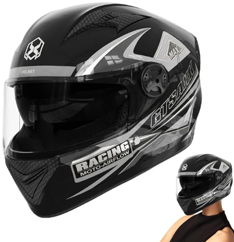 Casco Integral para Moto - Casco De Motocicleta | Gorro De Ciclismo para Adultos | Casco De Cara Completa | Casco De Bicicleta Integral | Casco De Moto De Doble Visera | Gorro De Motocicleta