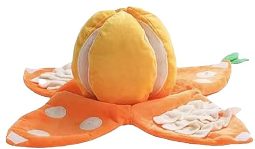 Nuytghr Schnüffelmatte für Hunde, Orange Interaktives Futterpuzzle, Plüsch Quietschender Feeder, Orange Langeweile Buster für große, mittelgroße Rassen, Seniorenhunde, zerknittertes Papier-Design