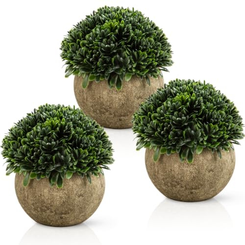 PASCH® 3er Set Kunstpflanzen wie echt (13cm) in Naturfasertöpfen | Dekoration Wohnzimmer, Küche, Schlafzimmer, Flur, Tisch, Fensterbank, Büro, Bad Deko | Kunstpflanzen im Topf