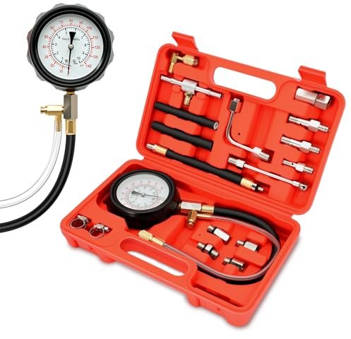 Wvoillty Kit de Comprobador Presión Combustible 0-140 PSI (10 Bar), Comprobador de Bombas Gasolina con Adaptador y Manómetro, Herramienta de Diagnóstico para Coches, Camiones y Motocicletas
