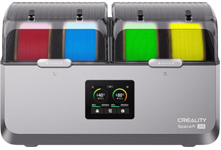 Creality SpacePi X4 Filament Trockner, 4 Spulen Filament Dryer mit 2 Unabhängige Heizkammern, Filamenttrockner Box 85 °C maximale Temperatur,Energiespar-Aufbewahrungsmodus für PLA TPU PETG ABS Nylon