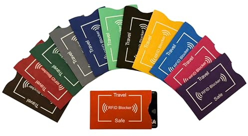 Set of 12 Assorted Color RFID Blocking Sleeves for Identify Theft Protection