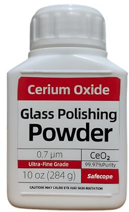 Ossido di cerio da 284 g, polvere lucidante per vetro di alta qualità, formula migliorata, TREO 99,99%, 3,5 micron, rimozione graffi su vetro, composto per lucidatura vetro, ossido di cerio per pulir