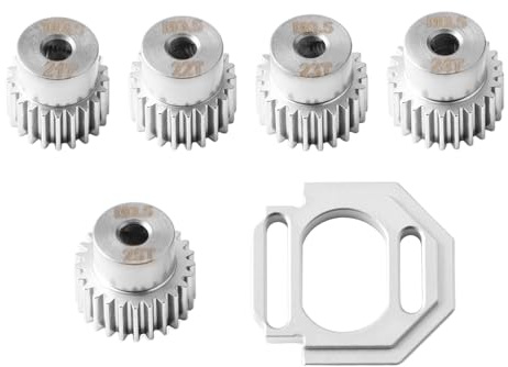 GLOBACT Chrome Steel 0.5M Pinion Gear 21T 22T 23T 24T 25T 3.2mm Bore RC Motor Gear Set with Motor Mount Holder for ARRMA Typhon Grom Mojave GROM 1/14 1/16 RC Buggy Truck Upgrade Parts