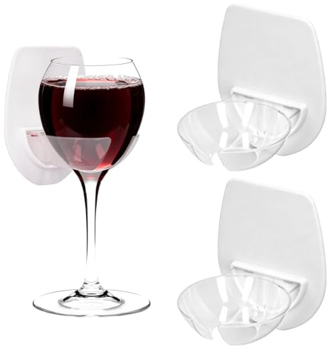 2PCS Wine Glass Holder,Plastic Suction Cup Drink Holders Wall Mounted Bath Cup Wine Holder Kitchen Storage Rack Bath Cup Holder for Beer Wine Drinks