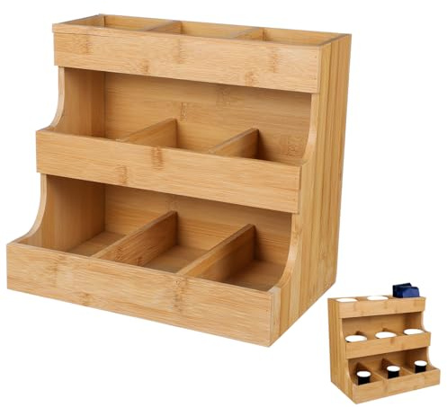 MUELODSIC Organizador De Bolsitas De Té De Madera Compacto, Soporte Para Café y Azúcar, Almacenamiento Para Oficina y Hogar, Estante Decorativo Para Bolsitas Pequeñas
