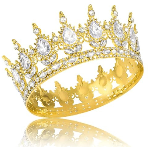 lomdung Couronne Rétro, Doré Déesse Cristal Diademe Femme, Couronne en Strass Diadème pour Style Baroque, Robuste et Durable, pour Grandes Occasions Telles que Anniversaires, Mariages et Fêtes