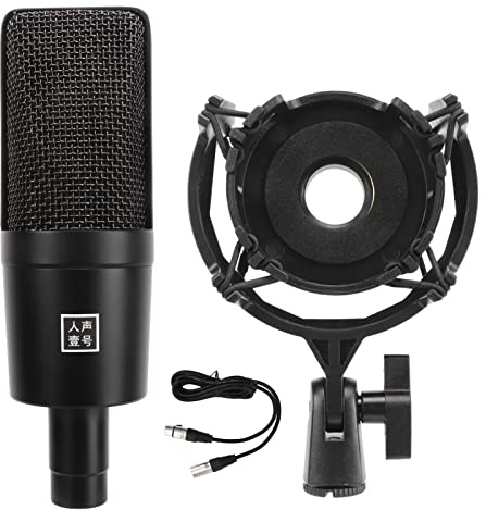 Miuterzxv Cardioid Condenser Microphone, Wired Microphone with Shock Mount, Professional Studio Mic for Vocals Podcasting Streaming Broadcasting ASMR, Aluminum Alloy Build with 40Hz 16kHz