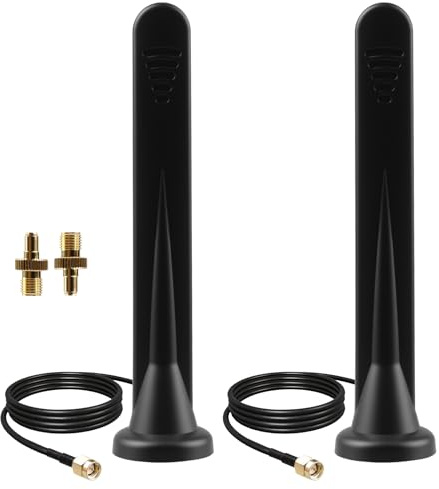 2X Antena 4G 5G Exterior Omnidireccional 15dBi con SMA y Adaptador TS9, Antena WiFi Exterior con Base Magnética 3m, Amplificador de Señal para Router 3G 4G LTE 5G, Uso Interior y Exterior