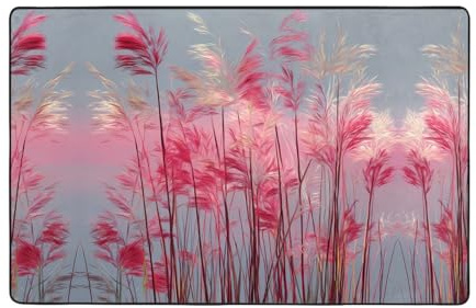 HHGFASD Tappeto in tessuto di flanella con motivo a canne rosa, 152,4 x 99,1 cm, tappetino per soggiorno, ufficio, tavolino da caffè, letto, balcone