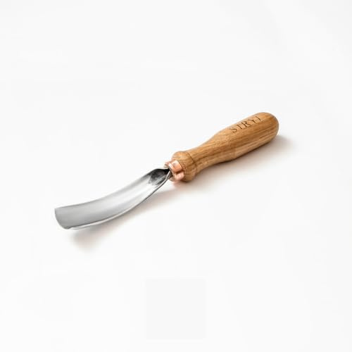 STRYI Scalpello cavo professionale lungo punto 8 – Piastra da intaglio curvo per rilievi, ciotole e cucchiai – Strumento per intaglio in legno di alta qualità in acciaio al carbonio – forgiato a mano