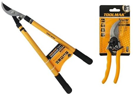 TOOLMAK Troncarami Telescopico Lama in Acciaio Resistente, Impugnatura Antiscivolo, Manico Allungabile, Cesoie da Potatura per Rami Spessi e Giardinaggio