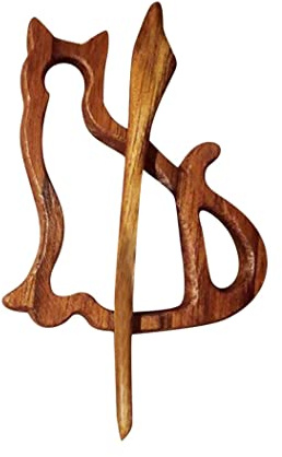 Broches en bois, bricolage artisanal, motif Animal, dessin animé, châle, écharpe mignonne, chat #1