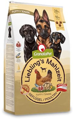 GranataPet Liebling's Mahlzeit Geflügel Junior, Trockenfutter für Hunde, Hundefutter ohne Getreide & ohne Zuckerzusätze, Alleinfuttermittel, 10 kg