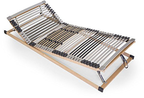 Amethyst 7 Zonen Lattenrost Kopf- und Fußteil verstellbar TÜV Zertifiziert aus Stabiler Buche 44 Federleisten 80x200,MONTIERTE Lieferung, 80 x 200 cm, verstellbar