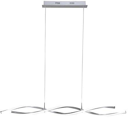 Paul Neuhaus LED Pendelleuchte, wellenförmig, stahlfarben, warmweiß, kürzbar, 20W, 2526lm (9142-55)