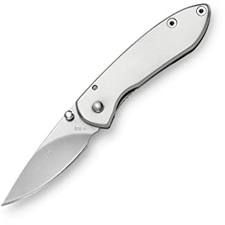 Buck Knives 325 Colleague Folding EDC Knife, 1-7/8” Pocket Knife Blade, Stainless Steel Handle, 420HC Steel Drop Point Folding Blade, Silver, 1.3 oz