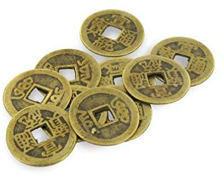 lachineuse - 10 Pièces Chinoises de Fortune - Porte-Chance Pièces de Monnaie - Sapèques Porte-Bonheur - Coloris Cuivre - Idée Cadeau Asiatique - Pièces Trouées - Symbole de Richesse et de Fortune