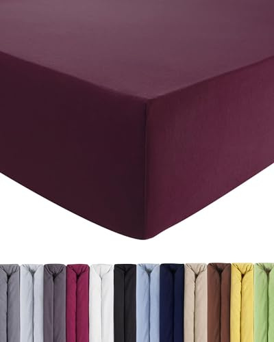 ENTSPANNO Luxus Spannbettlaken 180 x 200 bis 200 x 220 cm - Aus weichem Premium Jersey - Ideal für Wasser- u. Boxspringbetten bis 35cm Höhe - Lila-Orchidee | Premium Baumwolle, Für Wasser- & Boxspringbetten, Bis 35cm Höhe, Weich