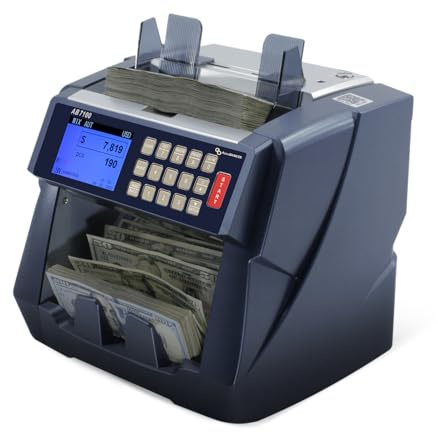 AccuBANKER AB7100 Mixed Bill Value Counter, Bank Grade Mixed Denomination Cash Money Counter Machine, 5-Point Counterfeit Detector, Count Add, Holds 500 Bills Count 1200 Bills/Min