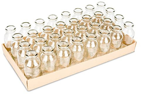 NaDeco Glasflaschen 32 Stück 10,5 x 4,8cm, Deko-Flaschen Set Vasen Tischdeko Fläschen Glasfläschchen Windlichter Glas-Dekoration Minivasen, kleine Gläser zu Weihnachten Hochzeit Geburtstag