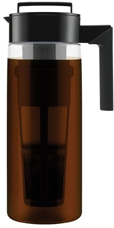 Takeya Tritan Cold Brew Coffee Maker - Airtight Pitcher with Leak-Free Lid - BPA-Free Cold Brew Maker with Silicone Handle - Dishwasher-Safe Pitcher for Homemade Cold Brew - 2 Quart, Black
